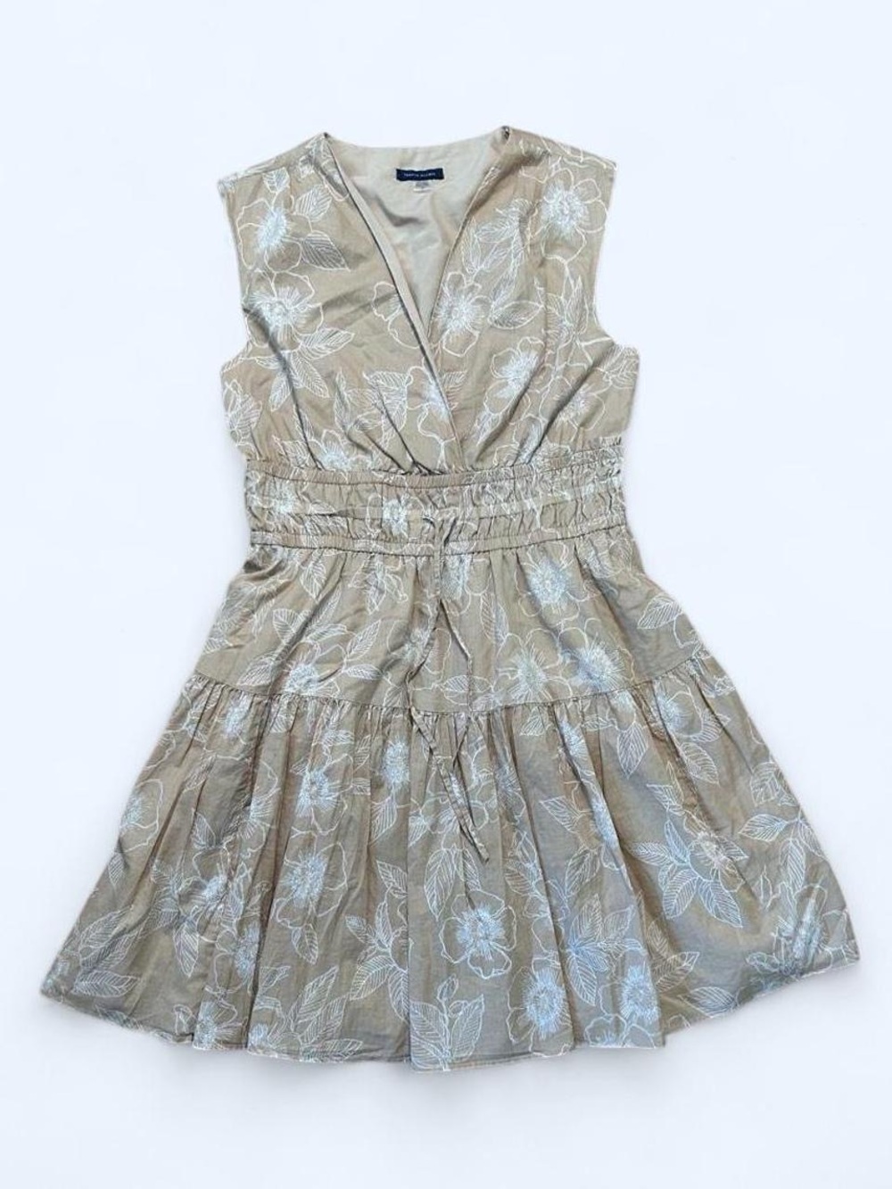 Tommy Hilfiger Beige Floral Sleeveless Tiered Mini Dress